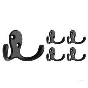 5Pk Franklin Brass Double Prong Towel Hook Flat Black Robe Towel Holder Lot of 5